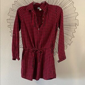 Aina Red & Black Buffalo Check Gingham Flannel Tunic Shirt Size S